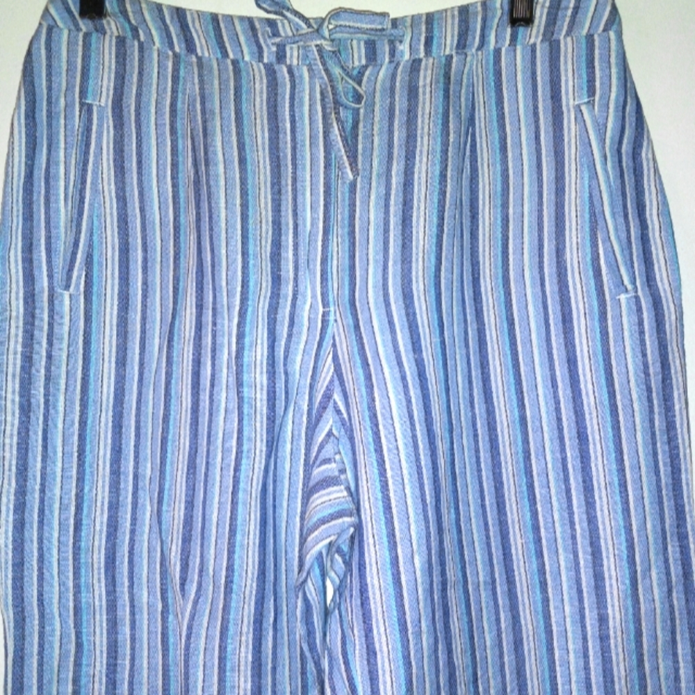 Crazy Horse linen blend striped beachy boho size 10P pants